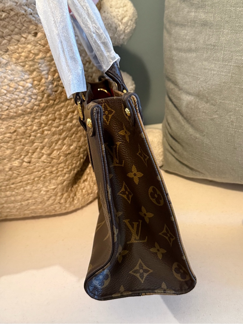 L V Two-Toned Brown Monogram Canvas Mini Satchel with Tan Accents - Picture 8 of 12